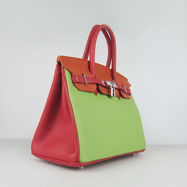 Replica Hermes 30CM Embossed Veins Leather Bag Red/Orange/Green 6088 On Sale - Click Image to Close